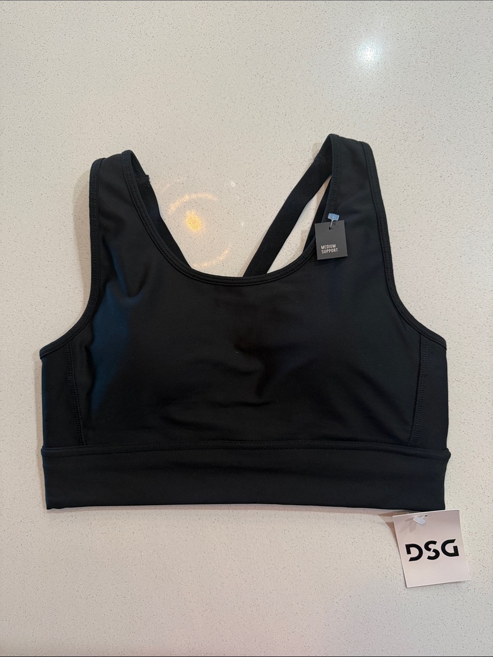 DSG Strappy Compression Black Supportive Sports Bra Size Medium NWT